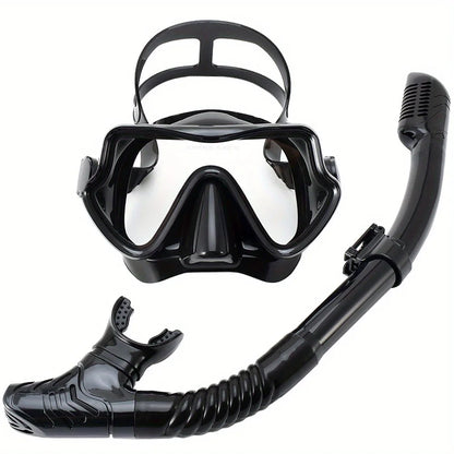 Diving Mask Snorkel Set for Adults Tempered Glass Professional Panoramic Scuba Snorkel Gear Swimming Training Snorkeling Kit