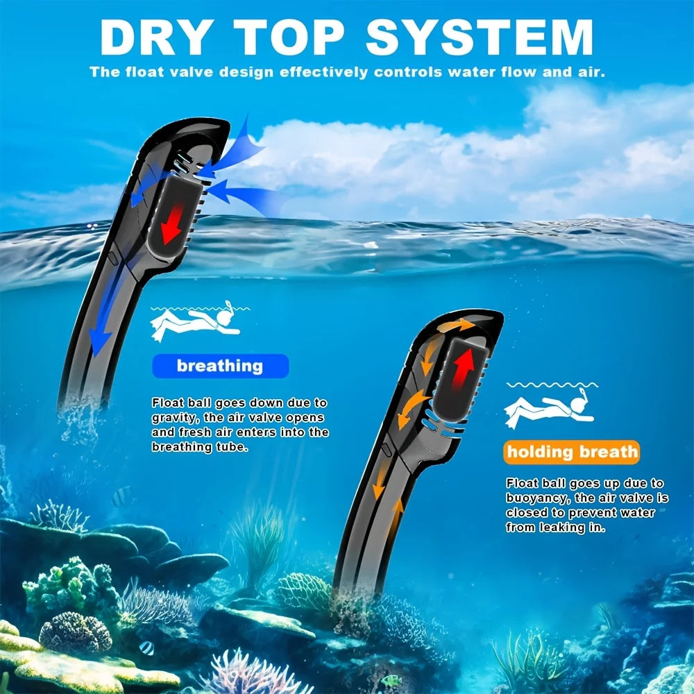 Diving Mask Snorkel Set for Adults Tempered Glass Professional Panoramic Scuba Snorkel Gear Swimming Training Snorkeling Kit