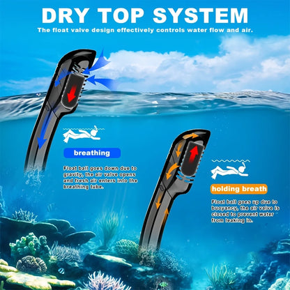 Diving Mask Snorkel Set for Adults Tempered Glass Professional Panoramic Scuba Snorkel Gear Swimming Training Snorkeling Kit