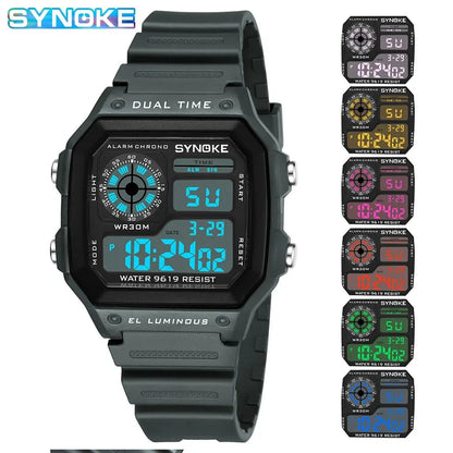 Digital Watches Men Sports Luminous Multifunction Waterproof Women Wristwatch Outdoor and Running Student Seven Lights