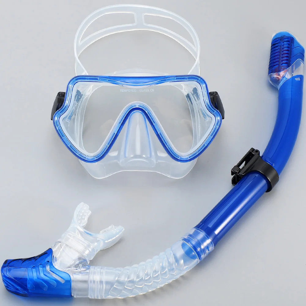 Diving Mask Snorkel Set for Adults Tempered Glass Professional Panoramic Scuba Snorkel Gear Swimming Training Snorkeling Kit