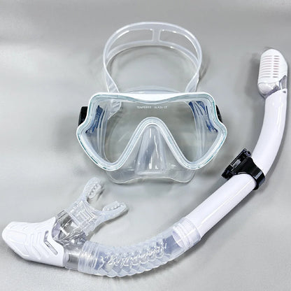 Diving Mask Snorkel Set for Adults Tempered Glass Professional Panoramic Scuba Snorkel Gear Swimming Training Snorkeling Kit