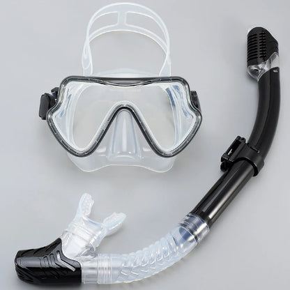 Diving Mask Snorkel Set for Adults Tempered Glass Professional Panoramic Scuba Snorkel Gear Swimming Training Snorkeling Kit