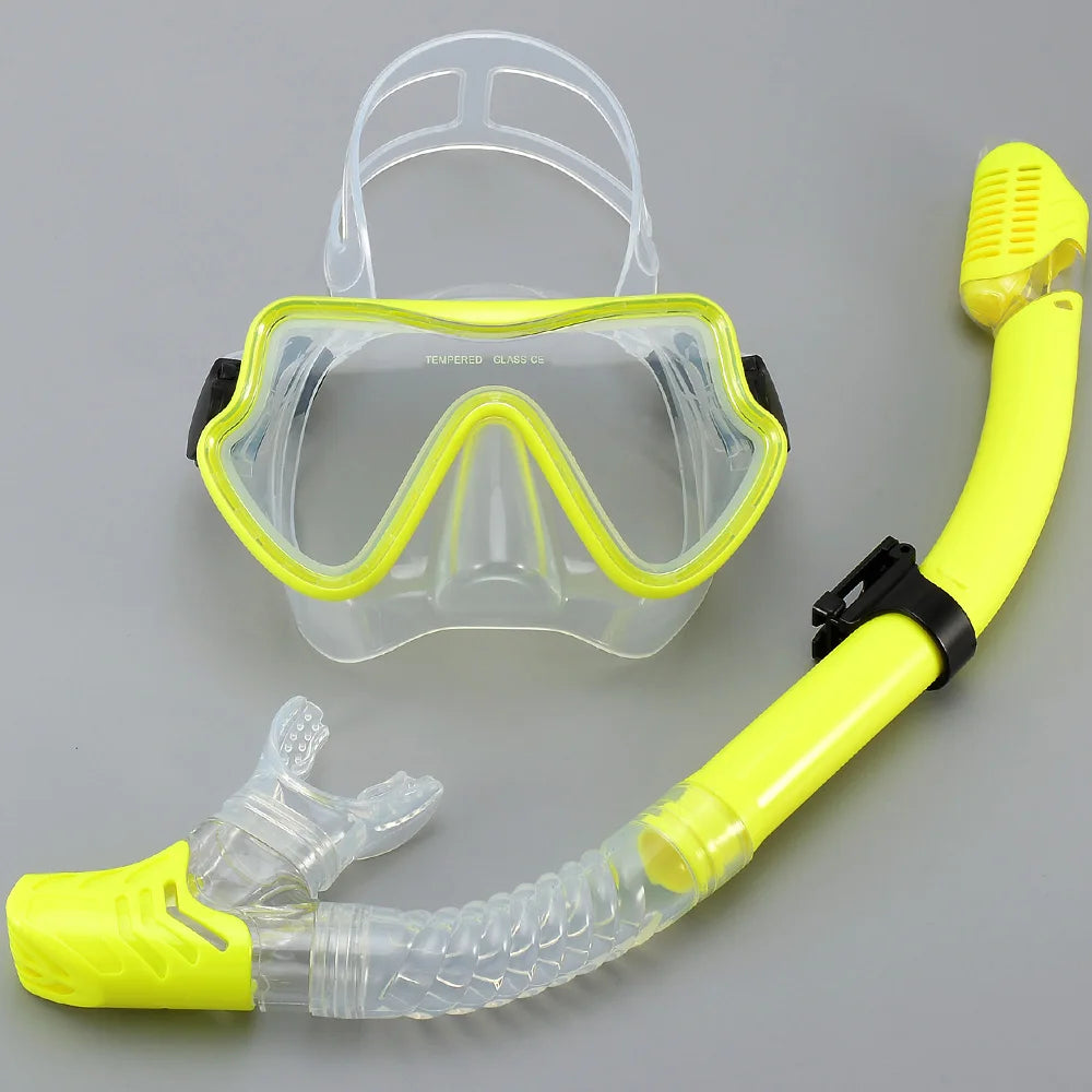 Diving Mask Snorkel Set for Adults Tempered Glass Professional Panoramic Scuba Snorkel Gear Swimming Training Snorkeling Kit