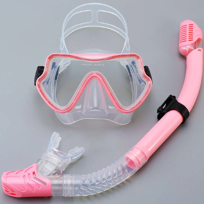 Diving Mask Snorkel Set for Adults Tempered Glass Professional Panoramic Scuba Snorkel Gear Swimming Training Snorkeling Kit