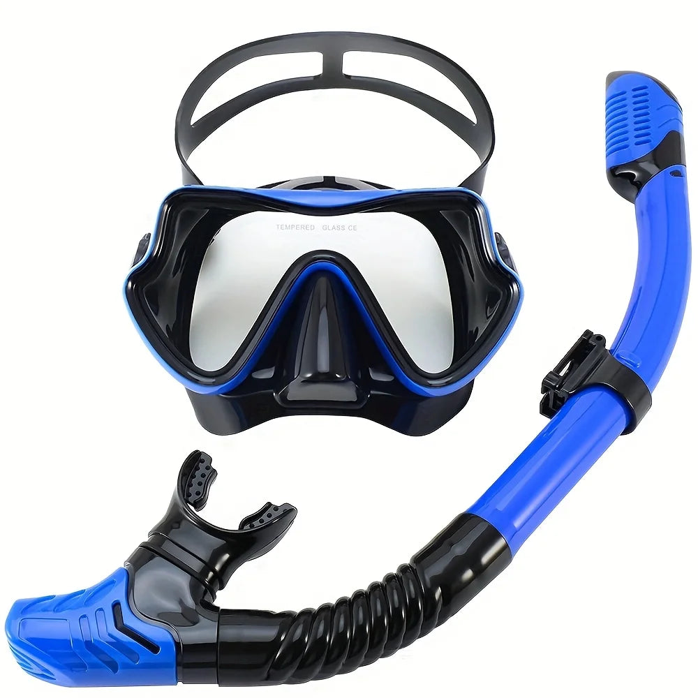 Diving Mask Snorkel Set for Adults Tempered Glass Professional Panoramic Scuba Snorkel Gear Swimming Training Snorkeling Kit