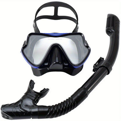 Diving Mask Snorkel Set for Adults Tempered Glass Professional Panoramic Scuba Snorkel Gear Swimming Training Snorkeling Kit