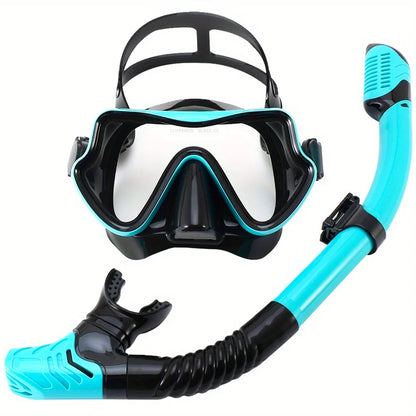 Diving Mask Snorkel Set for Adults Tempered Glass Professional Panoramic Scuba Snorkel Gear Swimming Training Snorkeling Kit